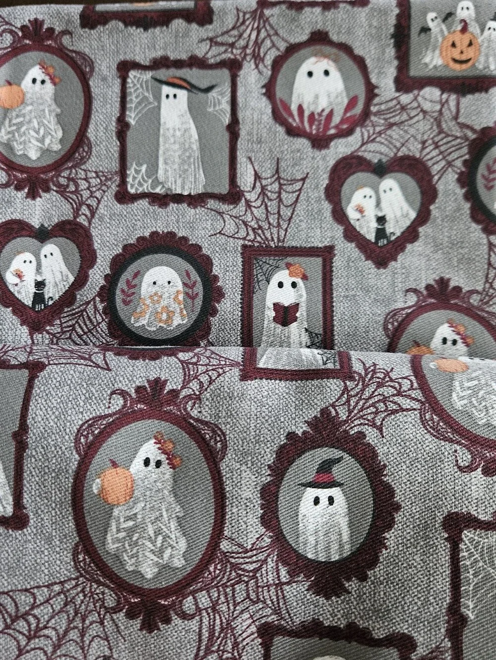 Nicole Miller Purple & Gray Ghost Portraits Shower Curtain